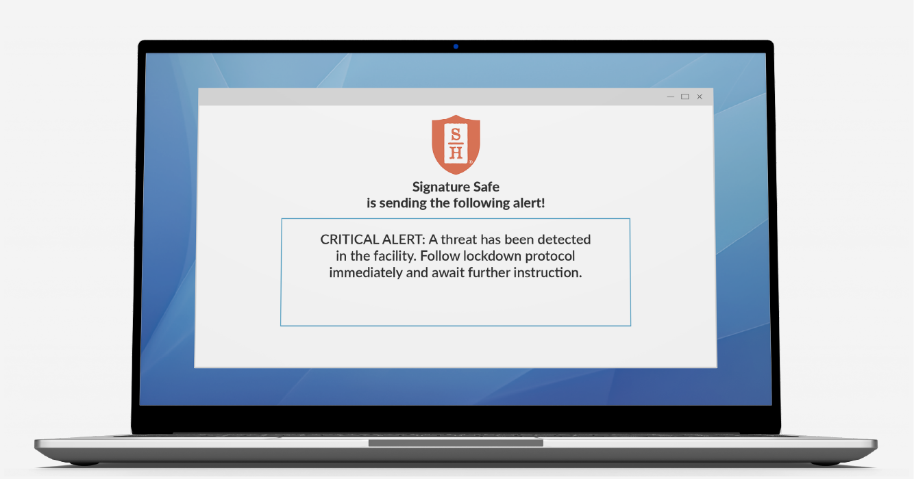 Emergency Notification System Screen Takeover Alert Message on Laptop