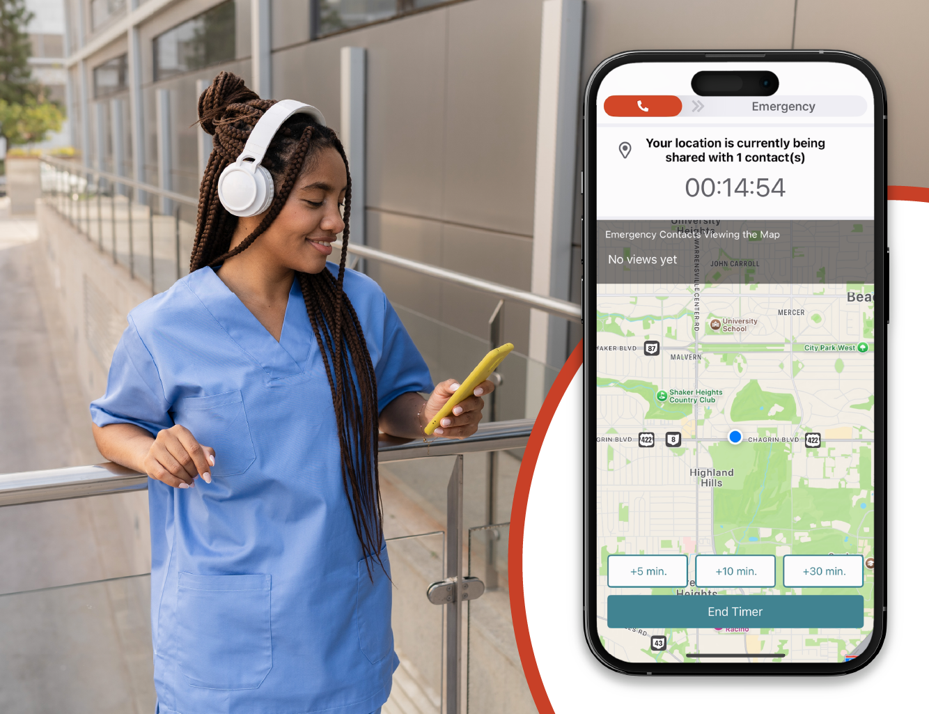 Frien Watch Safety Timer Mobile App Feature