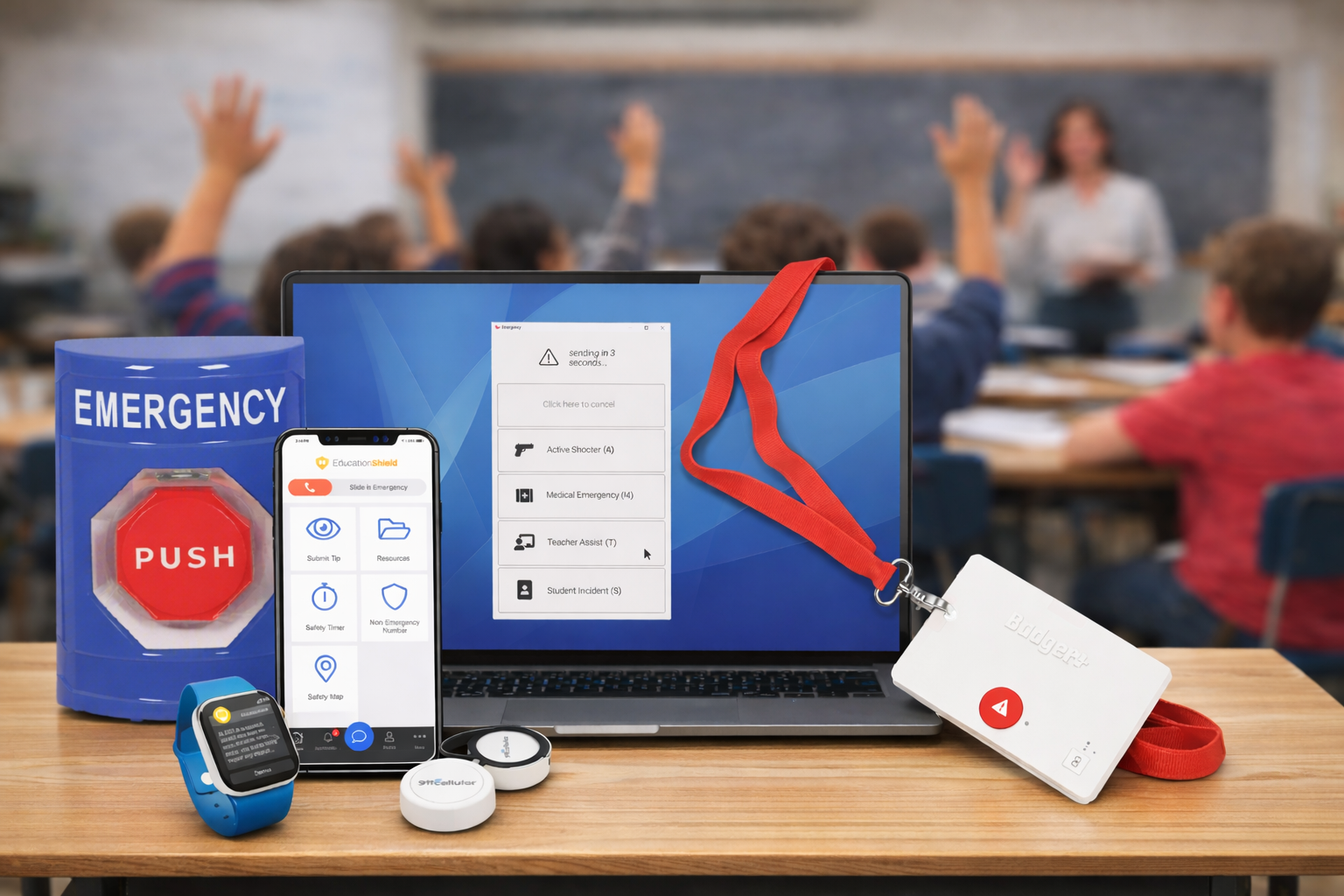 911Cellular Safety Platform AI rendering in a classroom