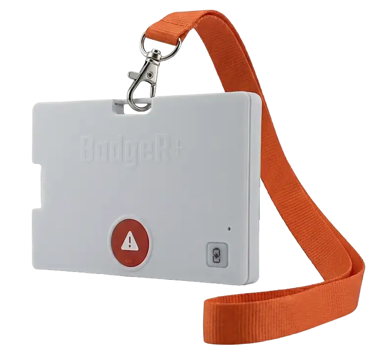 All - BadgeR+ 5 - Cut Out - Facing the Left with Orange Lanyard on the Right