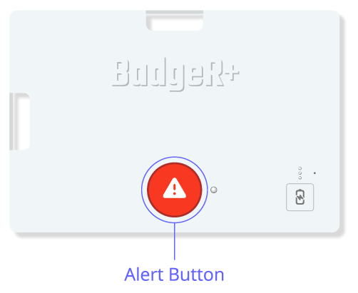 image of the badger+ showing the location of the alert button