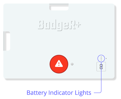 image of the badger+ showing the location of the battery indicator lights