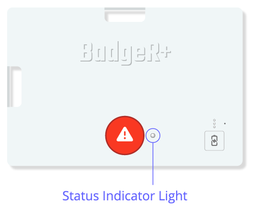 image of the badger+ showing the location of the status indicator light